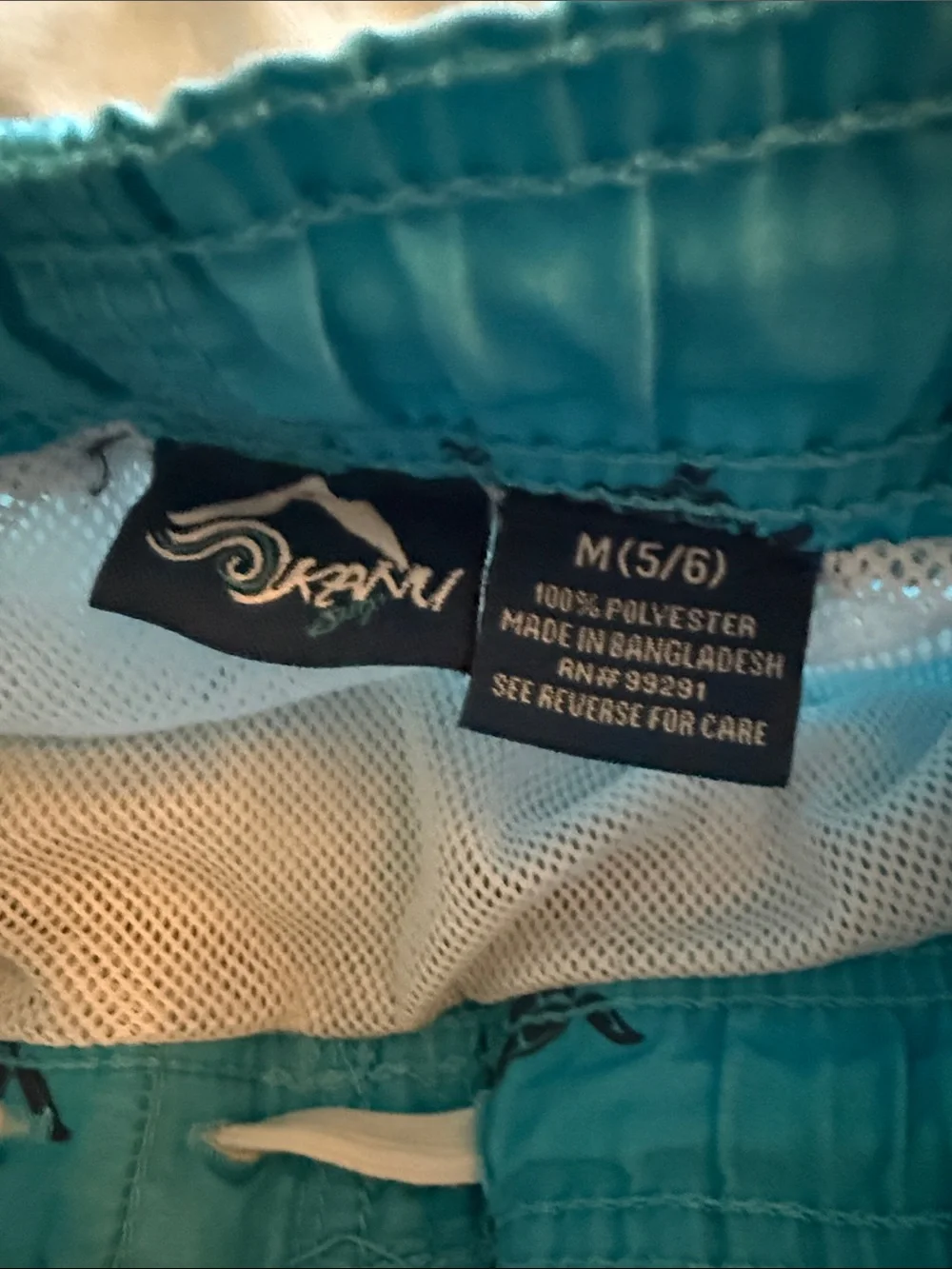 Old Navy Teal Turtle Swim Trunks & Aqua Shark Swim Shorts
